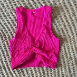 Bright pink Aerie cropped tank top